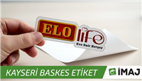 Kayseri baskes etiket hizmetlerinin elo life mobilya mağazasına yapılan özel kesim folyo baskes etiket görüntüsü