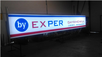 Kayseri ışıklı vinil branda tabela transluzent folyo azur mavi kırmızı byexper gayrimenkul
