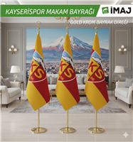Kayserispor makam bayrağı erciyes dağının duvar kağıdı önünde sarı kırmızı düz zeminli